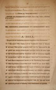 Cover of: A bill to provide for furnishing domestic supplies to the government. by Confederate States of America. Congress. House of Representatives