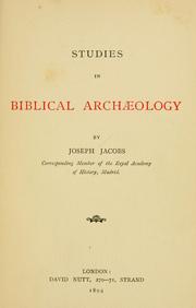 Cover of: Studies in Biblical archaeology by Joseph Jacobs