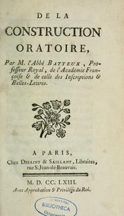 Cover of: De la construction oratoire by Charles Batteux