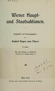 Cover of: Wiener Haupt- und Staatsaktionen by Rudolf Payer von Thurn