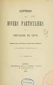Lettres de divers particuliers au chevalier de Lévis \ by H. R. Casgrain