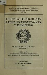 Cover of: Der Beitrag der christlichen Kirchen zur internationalen Verstandigung
