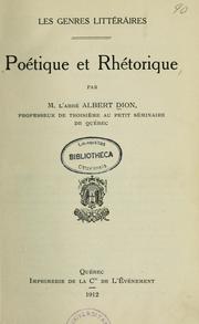 Cover of: Poétique et rhétorique by Albert Dion