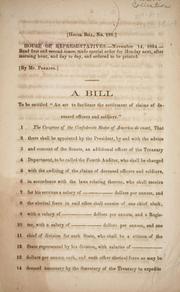 Cover of: A bill to be entitled "An act to facilitate the settlement of claims of deceased officers and soldiers."