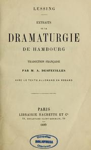 Cover of: Extraits de la dramaturgie de Hambourg by Gotthold Ephraim Lessing