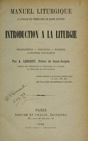 Cover of: Manuel liturgique à l'usage du Séminaire de Saint-Sulpice