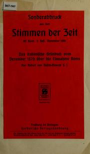 Cover of: Das italienische Grunbuch vom Dezember 1870 uber die Einnahme Roms by Robert von Nostitz-Rieneck
