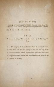 Cover of: A bill to increase the pay of marines to that received by the infantry of the army.