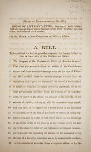 Cover of: A bill to be entitled An act to provide payment for horses killed or lost in the service of the Confederate States
