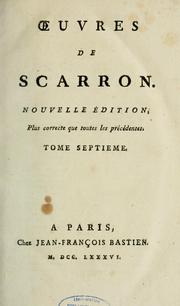 Cover of: Oeuvres de Scarron by Scarron Monsieur