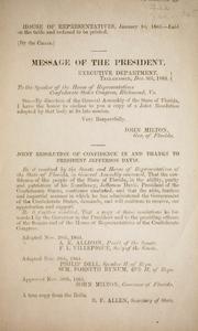 Joint resolution of confidence in and thanks to President Jefferson Davis by Florida. Legislature.