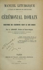 Cover of: Manuel liturgique à l'usage du Séminaire de Saint-Sulpice by A. Lerosey