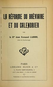 Cover of: La Réforme du Bréviaire et du calendrier