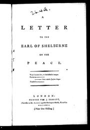 Cover of: A letter to the Earl of Shelburne on the peace