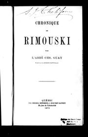 Cover of: Chronique de Rimouski