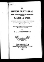Cover of: Le Manoir de Villerai: roman historique canadien sous la domination française