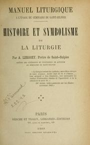 Cover of: Manuel liturgique à l'usage du Séminaire de Saint-Sulpice