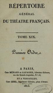 Répertoire général du théâtre français, premier ordre