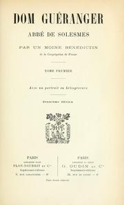 Cover of: Par un moine bénédictin-- by Prosper Guéranger