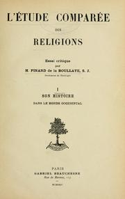 Cover of: L'étude comparée des religions: essai critique