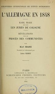 Cover of: L'Allemagne en 1848 by Karl Marx