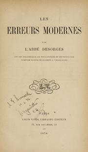 Cover of: Les erreurs modernes