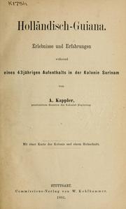 Cover of: Holländisch Guiana by August Kappler