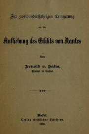 Cover of: Zur zweihundertjahringen Erinnerung an die Aufhebung des Edikts von Nantes