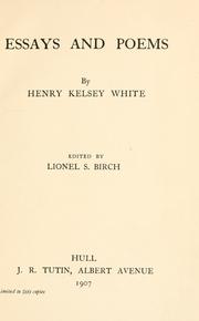 Cover of: Essays and poems by Henry Kelsey White