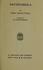Cover of: Savonarola by Misciattelli, Piero marchese