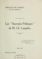 Les Souvenirs politiques de M. ch. Langelier by Olivar Asselin
