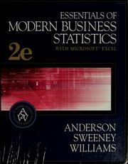 Cover of: Essentials of Modern Business Statistics With Microsoft Excel by David R. Anderson, Dennis J. Sweeney, Thomas A. Williams