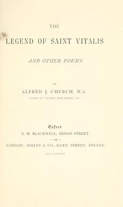 Cover of: The legend of Saint Vitalis by Alfred John Church