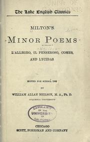 Cover of: Milton's minor poems by John Milton