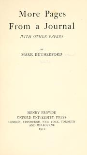 Cover of: More pages from a journal by Rutherford, Mark