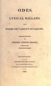 Cover of: Odes, lyrical ballads, and poems on various occasions.