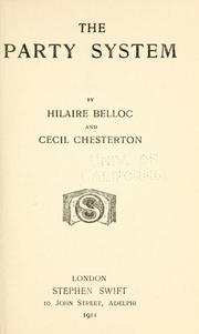 Cover of: The party system | Hilaire Belloc