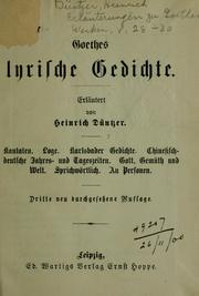 Cover of: Erläuterungen zu Goethes Werken