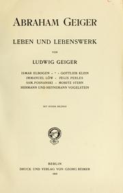 Cover of: Abraham Geiger by Ludwig Geiger