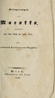 Cover of: Erinnerungen aus Marokko by Augustin, Ferdinand, Freiherr von