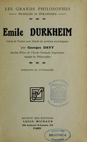 Cover of: Emile Durkheim by Émile Durkheim