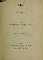 Cover of: Alice by Rosina Bulwer Lytton Baroness Lytton