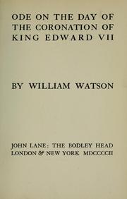 Cover of: Ode on the day of the coronation of King Edward VII