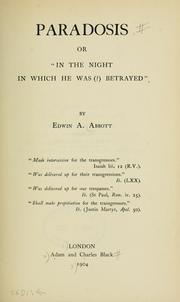 Cover of: Paradosis by Edwin Abbott Abbott