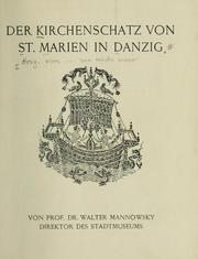 Cover of: Der Kirchenschatz von St. Marien in Danzig
