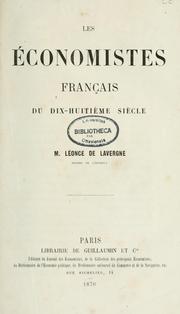 Cover of: Les économistes français du dix-huitième siècle