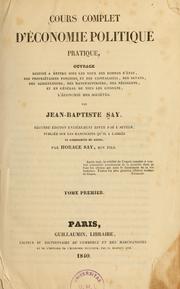 Cover of: Cours complet d'économie politique pratique by Jean Baptiste Say