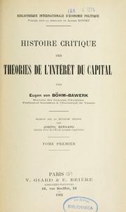 Cover of: Histoire critique des théories de l'intérèt du capital