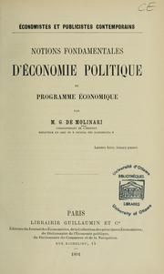 Cover of: Notions fondamentales d'économie politique et programme économique