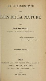 Cover of: De la contingence des lois de la nature by Emile Boutroux